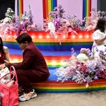 Couples attend their wedding at a marriage registration event at a shopping mall in Thailand.