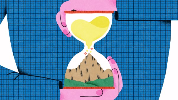 Hands holding a special hourglass.